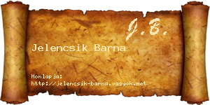 Jelencsik Barna névjegykártya
